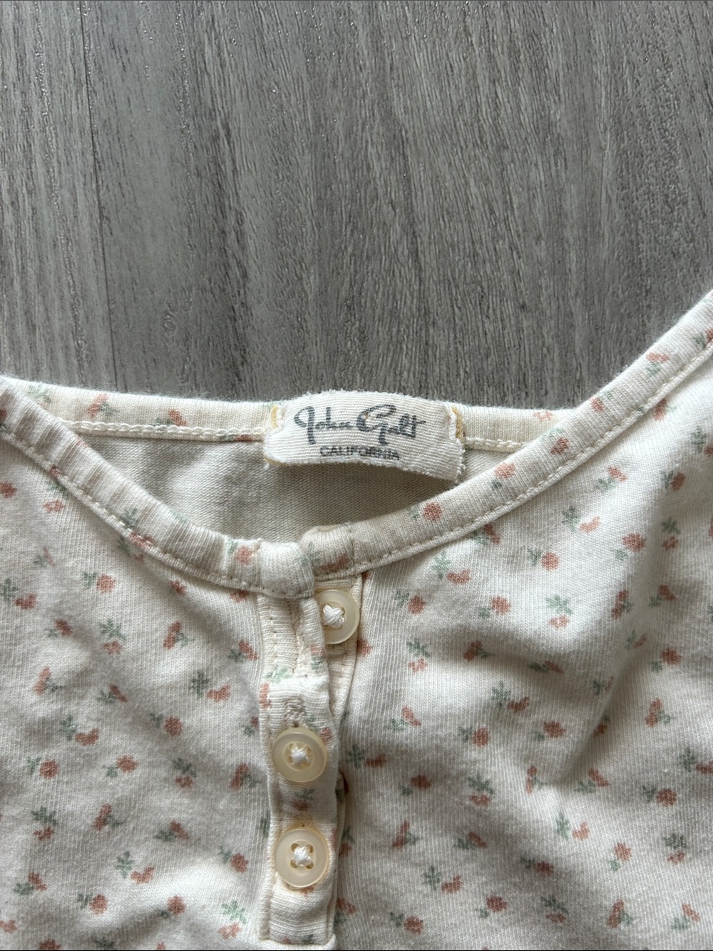 John Galt Cream Floral Henley Top